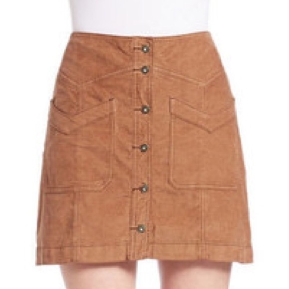 Free people brown corduroy button up Mini skirt - Picture 2 of 5